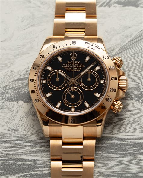 rolex 18k yellow gold 40mm daytona cosmograph black 116528|Rolex Daytona 116528 .